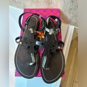 Tory Burch Black and Silver Sandals